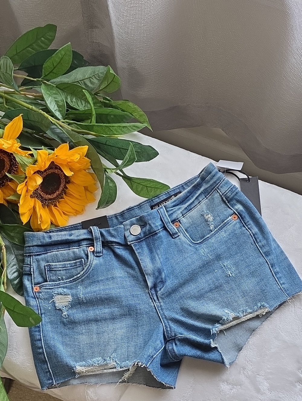 Distressed Light Blue Denim Cut Off Shorts